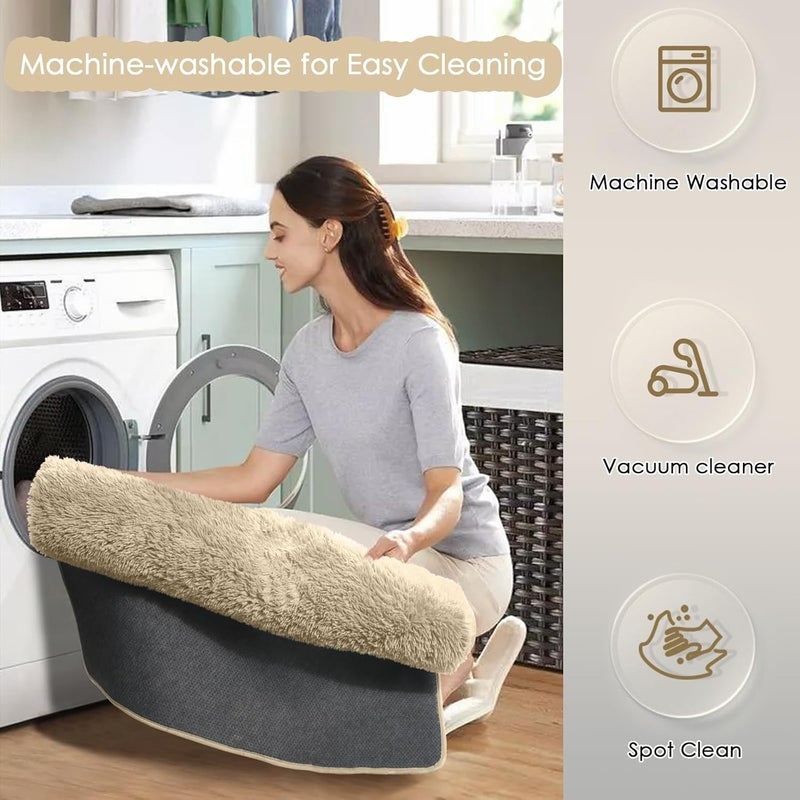 Amdrebio Beige Area Rugs for Bedroom Kids Room, 5x7 Fluffy Plush Shag Furry Cute Rug for Living Room Decor Aesthetic, Soft Shaggy Fuzzy Neutral Tan Carpet for Teens Baby Nursery Playroom Preppy Dorm - Image 4